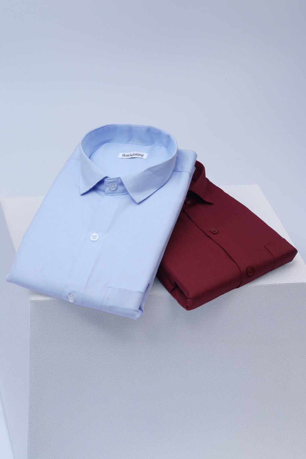 Pack Of 2 Premium Textured Cotton Shirt – Sky Blue, Maroon