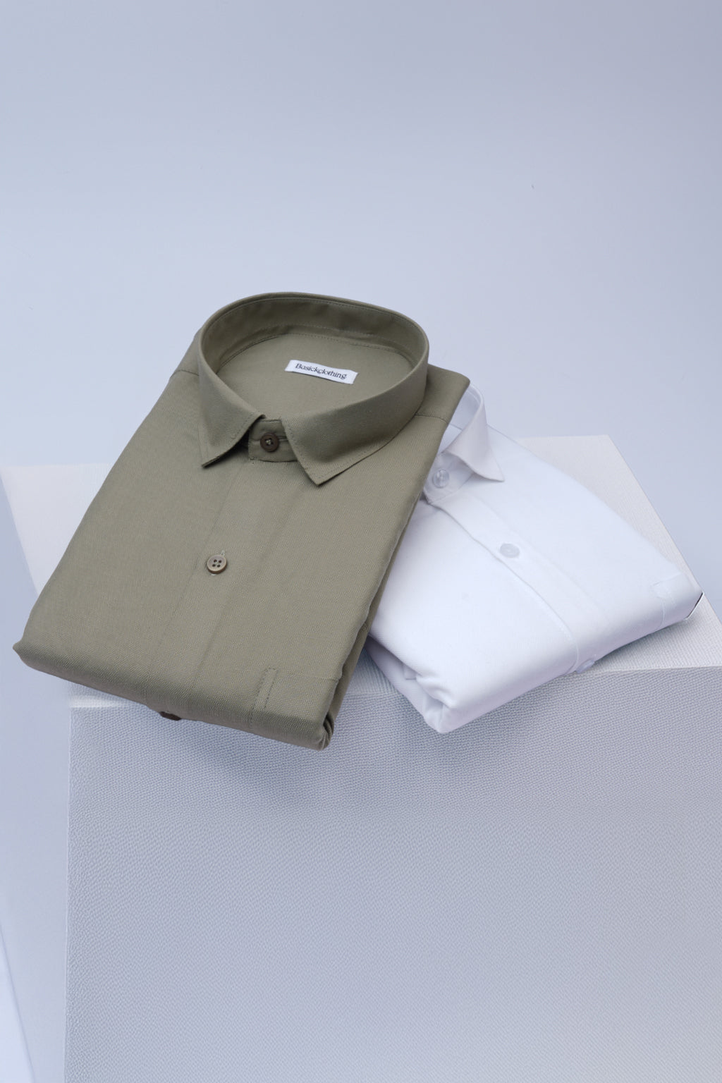 Pack Of 2 Premium Textured Cotton Shirt – White, Light Green