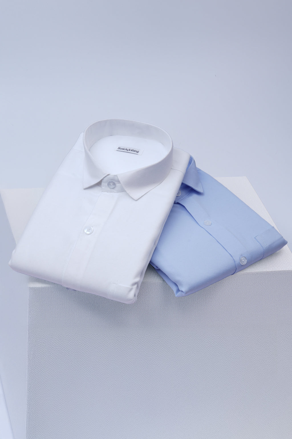 Pack Of 2 Premium Textured Cotton Shirt – White, Sky Blue