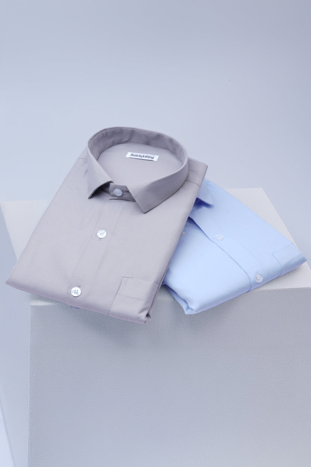 Pack Of 2 Premium Textured Cotton Shirt – Grey, Sky Blue