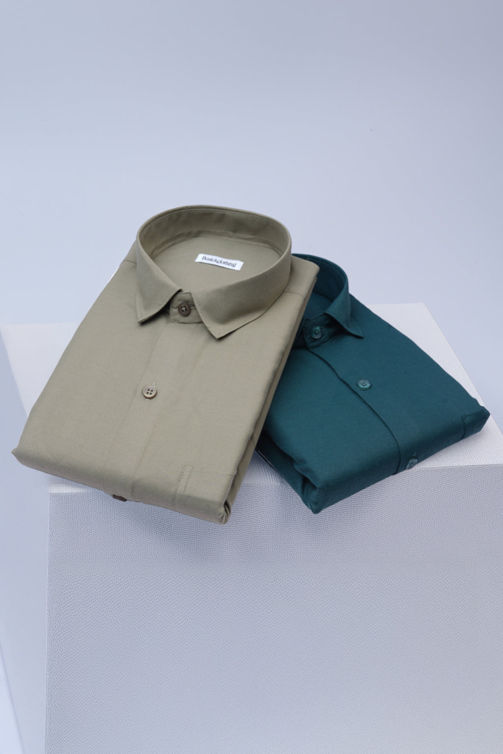Pack Of 2 Premium Textured Cotton Shirt – Light Green, Dark Green