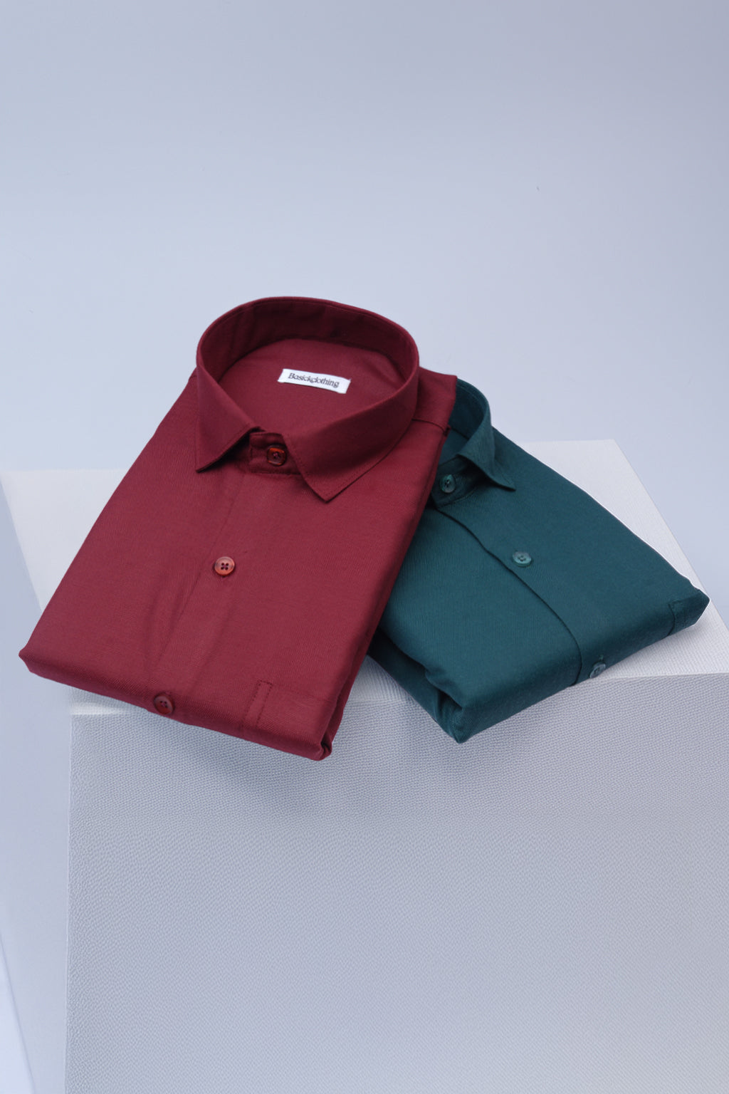 Pack Of 2 Premium Textured Cotton Shirt – Maroon, Dark Green