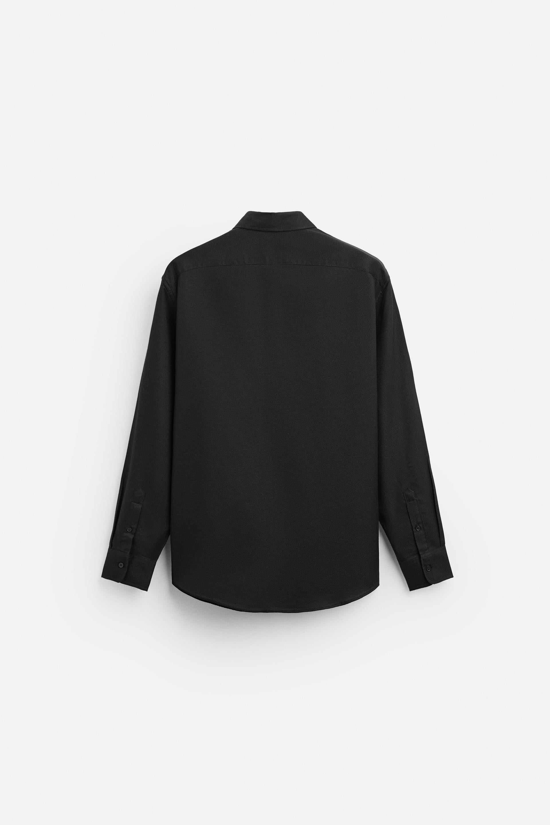 Premium Black Textured Cotton Shirt – Tailored Fit