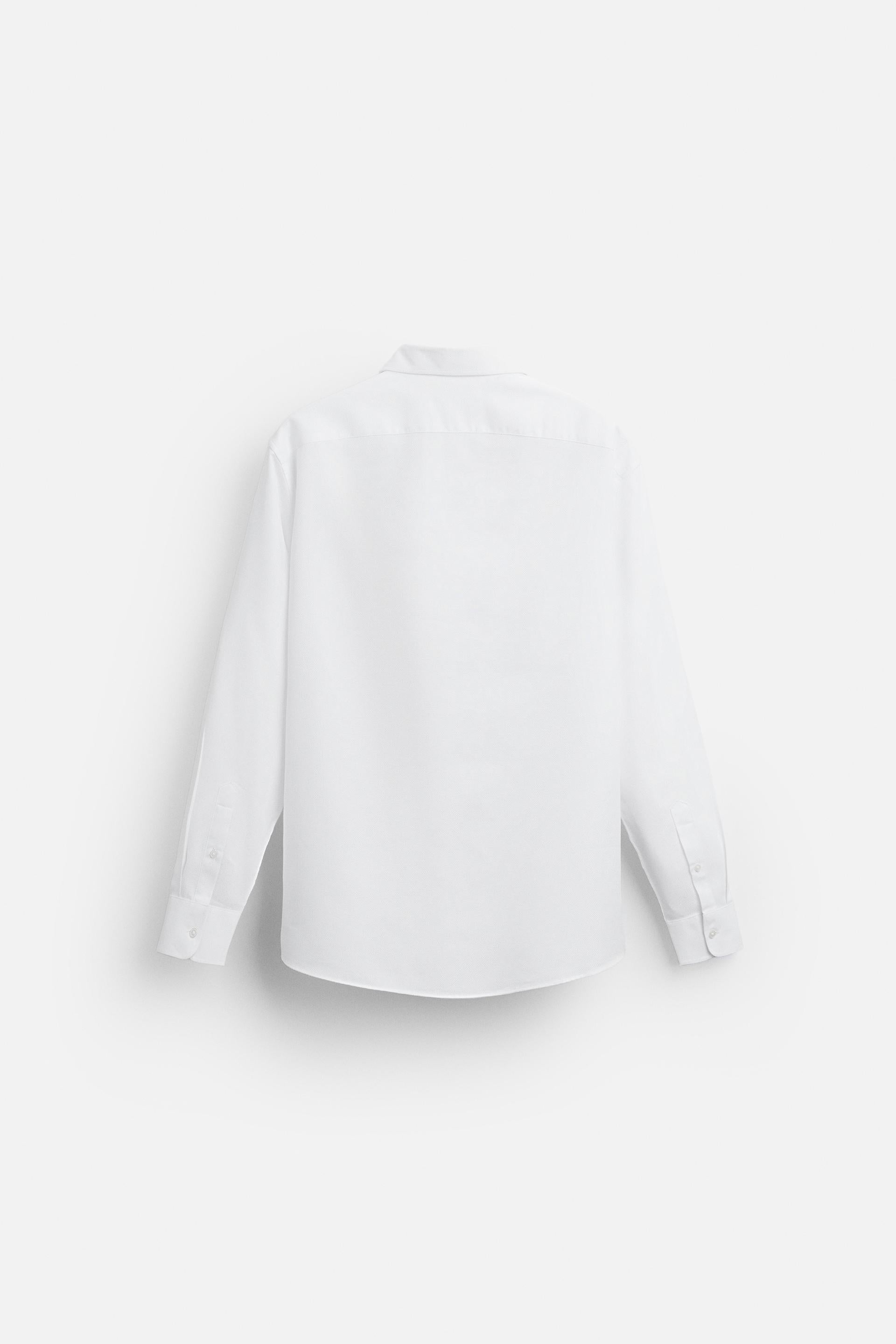 Premium White Textured Cotton Shirt – Tailored Fit