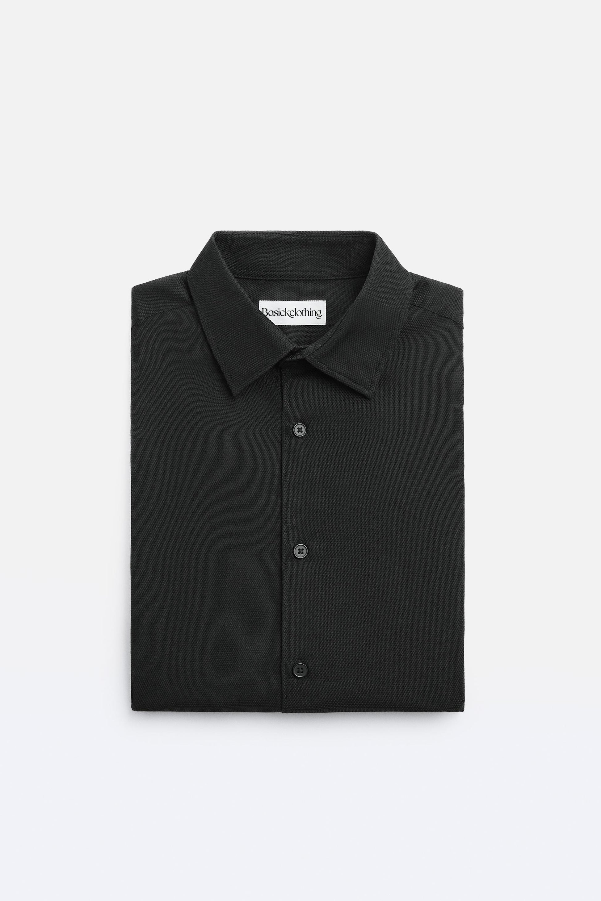 Premium Black Textured Cotton Shirt – Tailored Fit