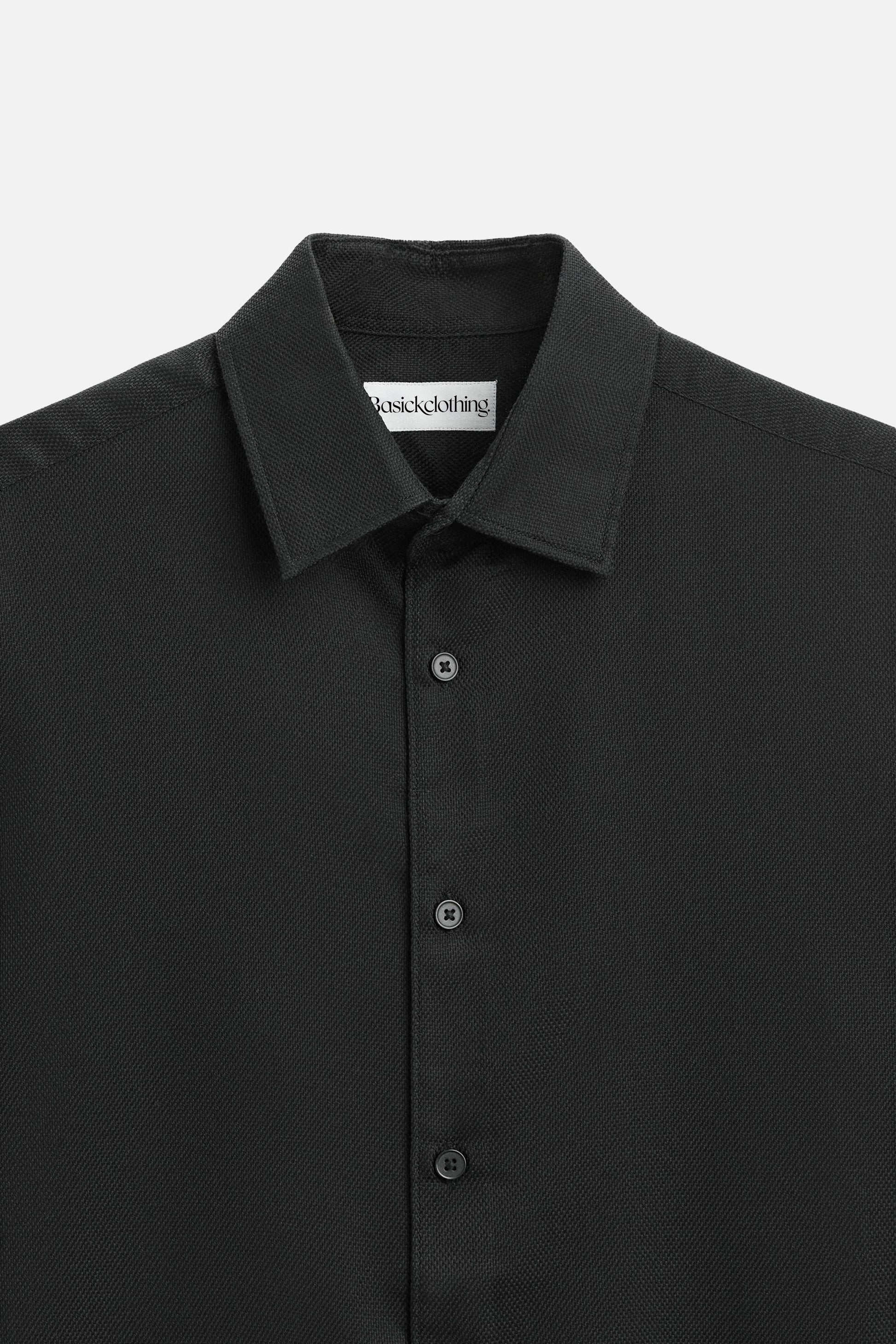 Premium Black Textured Cotton Shirt – Tailored Fit