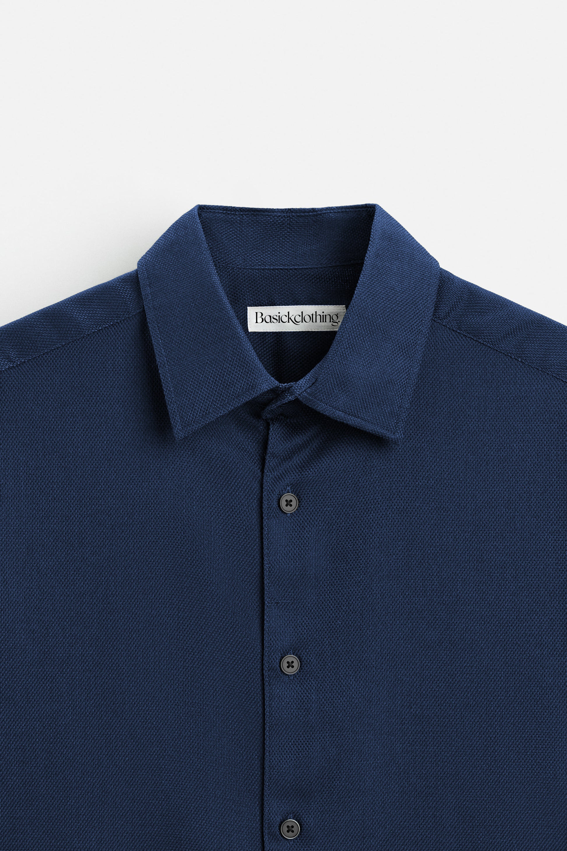 Premium Dark Navy Blue Textured Cotton Shirt