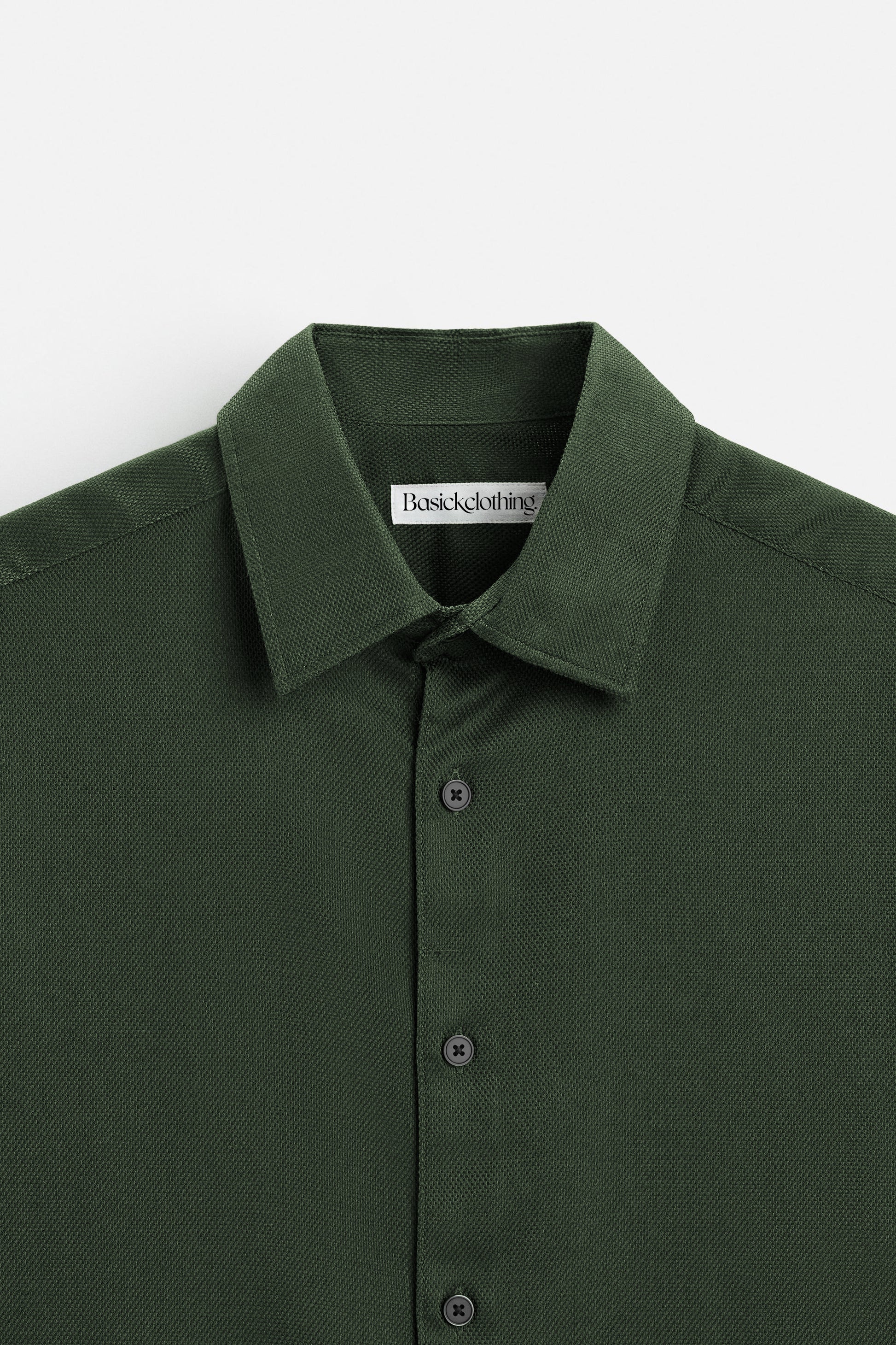 Premium Dark Green Textured Cotton Shirt
