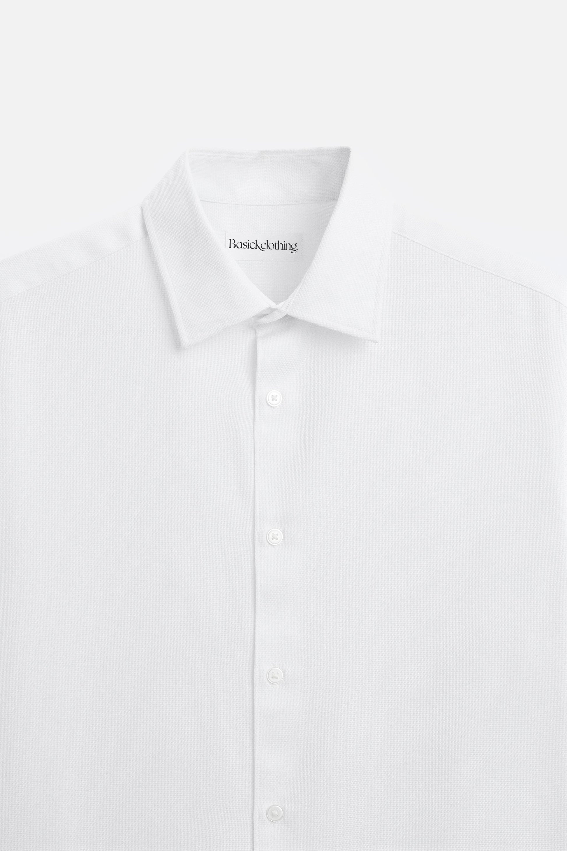 Premium White Textured Cotton Shirt – Tailored Fit