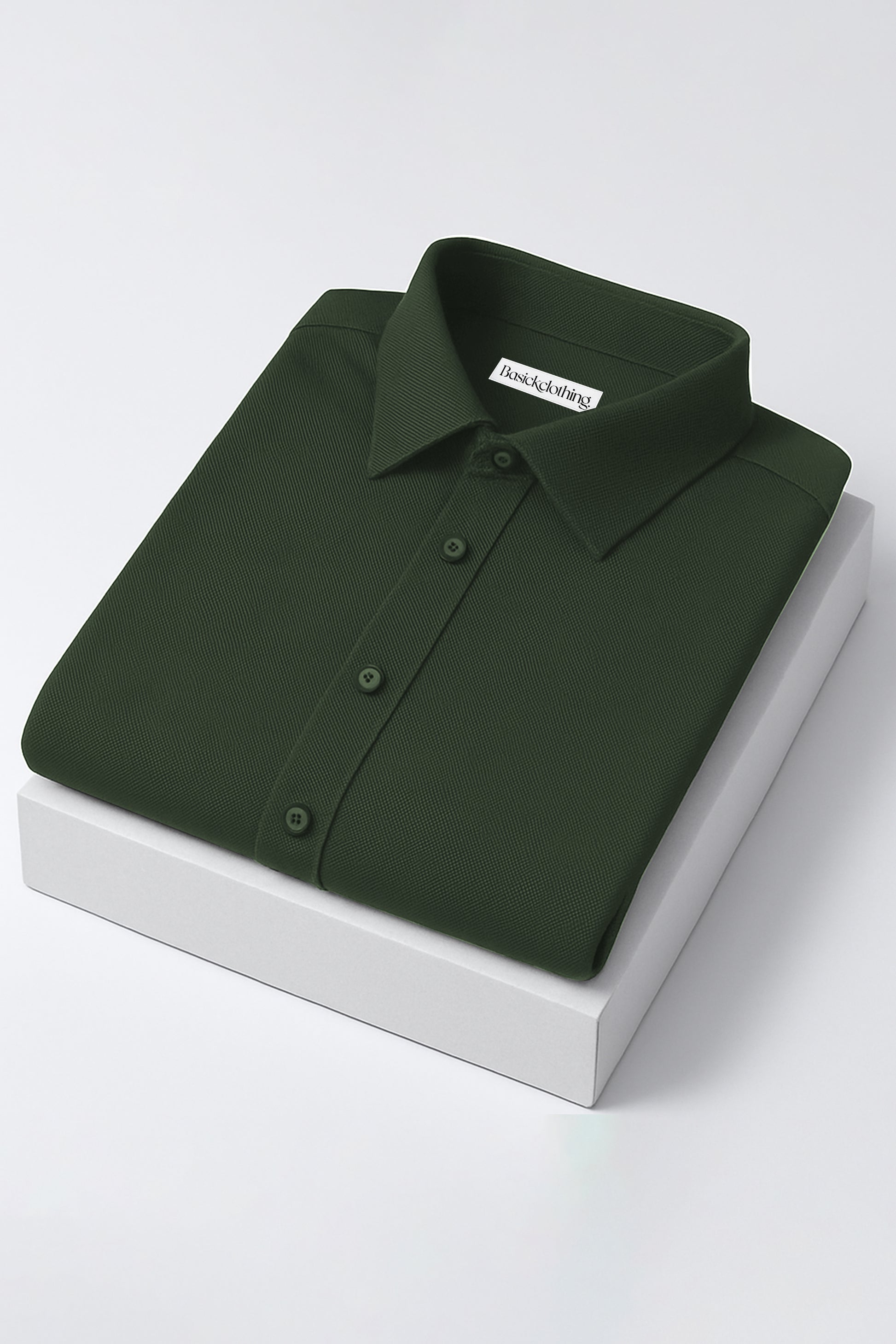 Premium Dark Green Textured Cotton Shirt