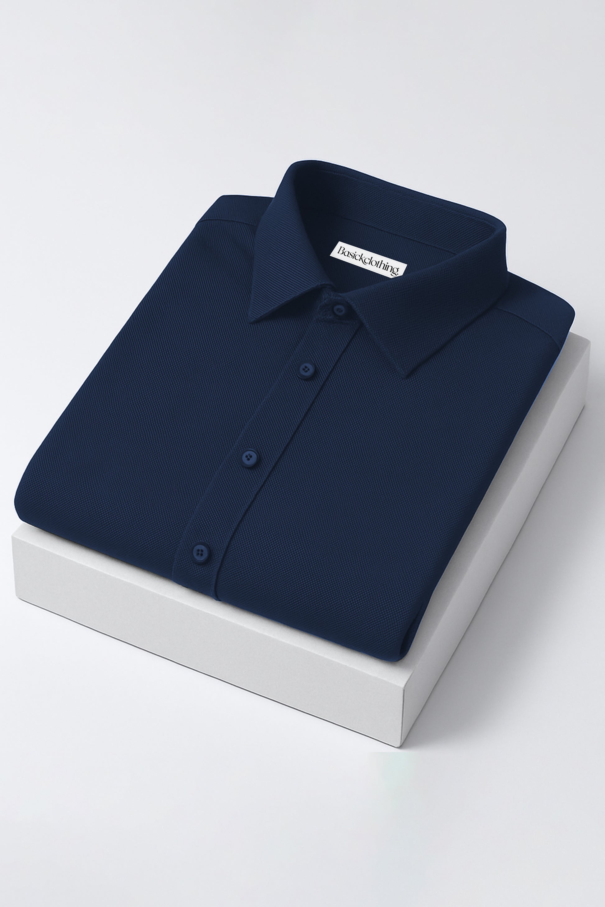 Premium Dark Navy Blue Textured Cotton Shirt