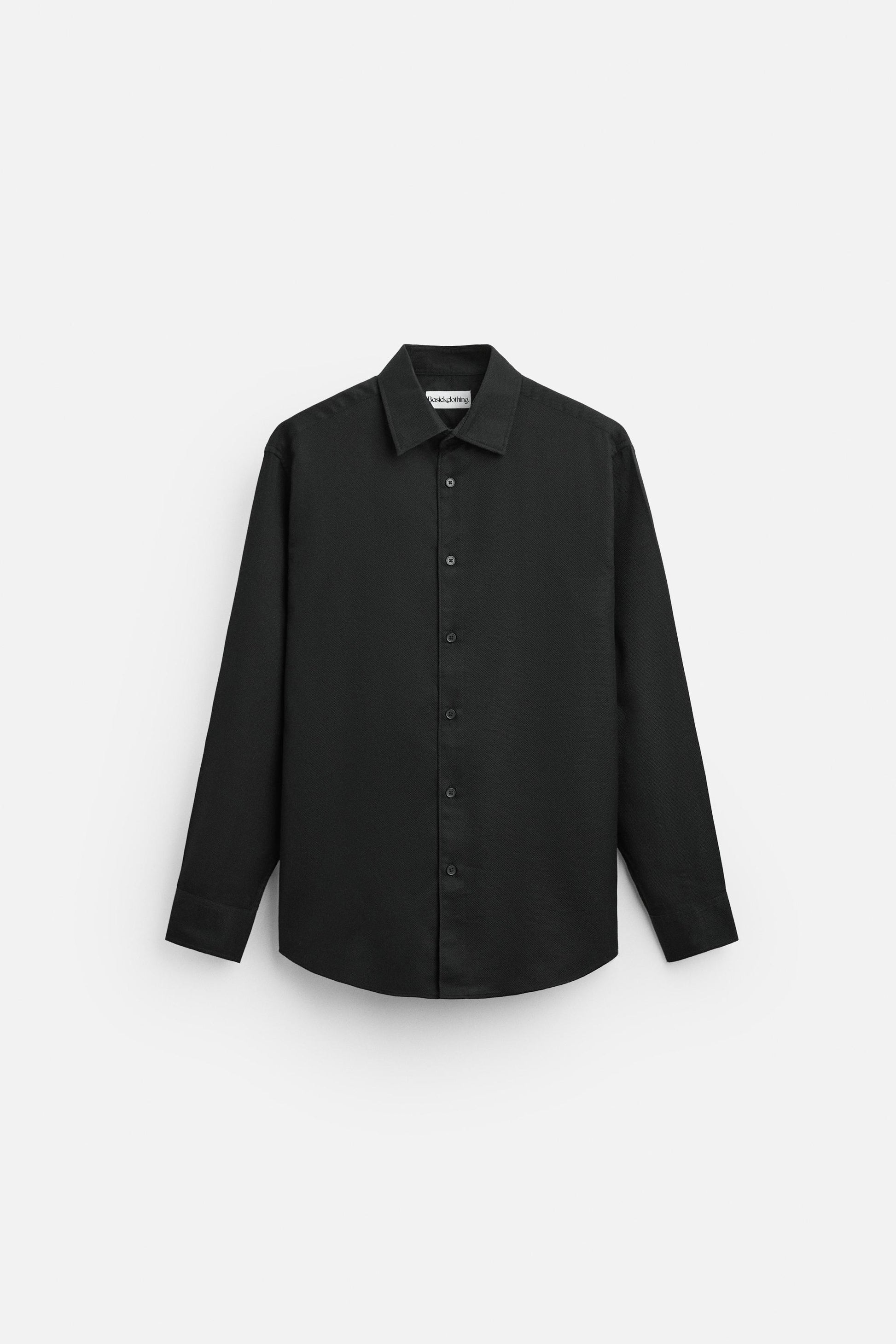 Premium Black Textured Cotton Shirt – Tailored Fit