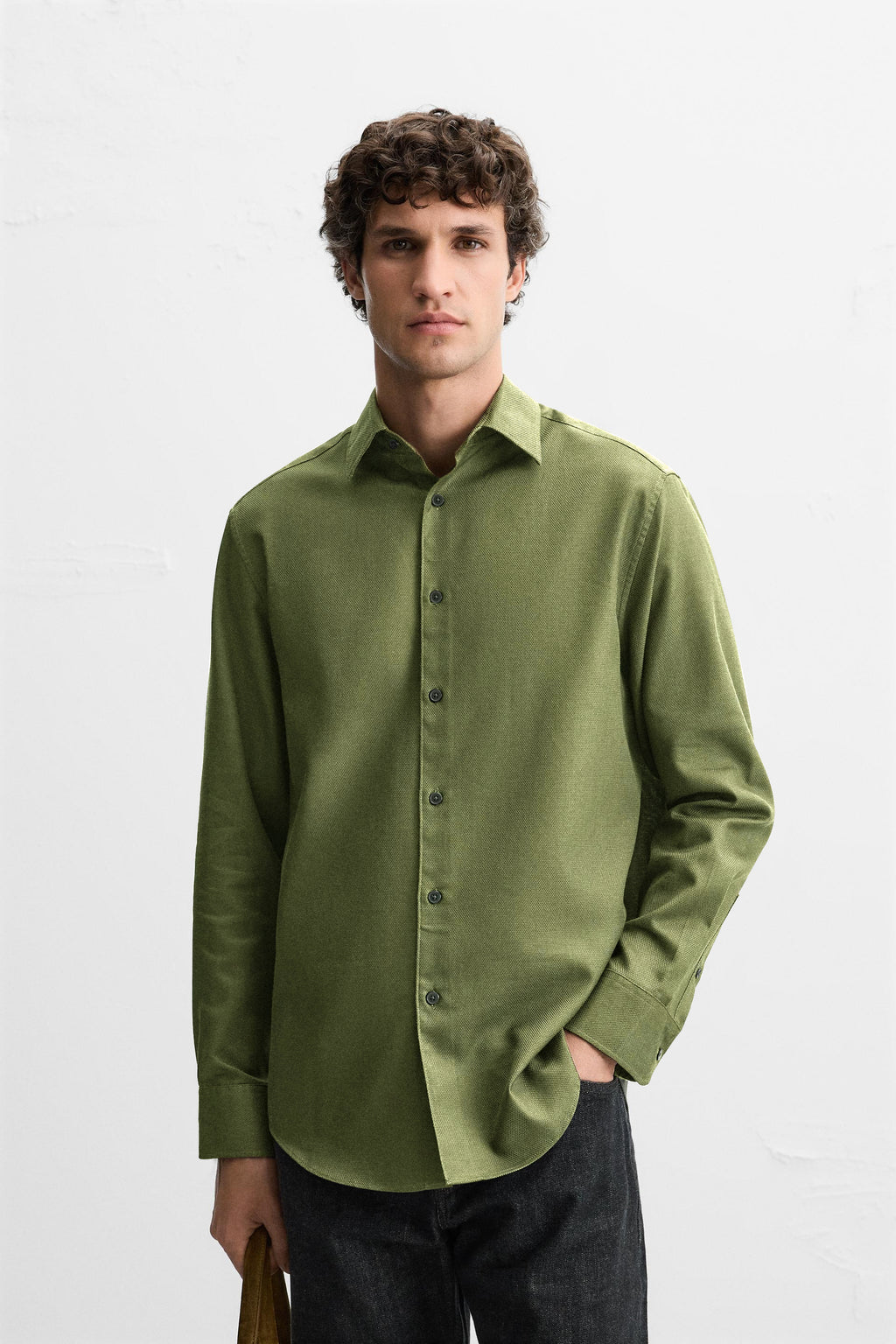 Premium Light Green Textured Cotton Shirt